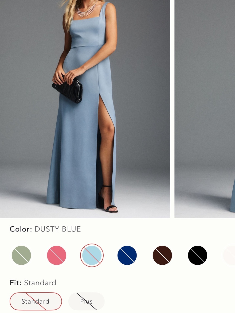 BHLDN Dusty Blue Maxi Skirt with High Side Slit